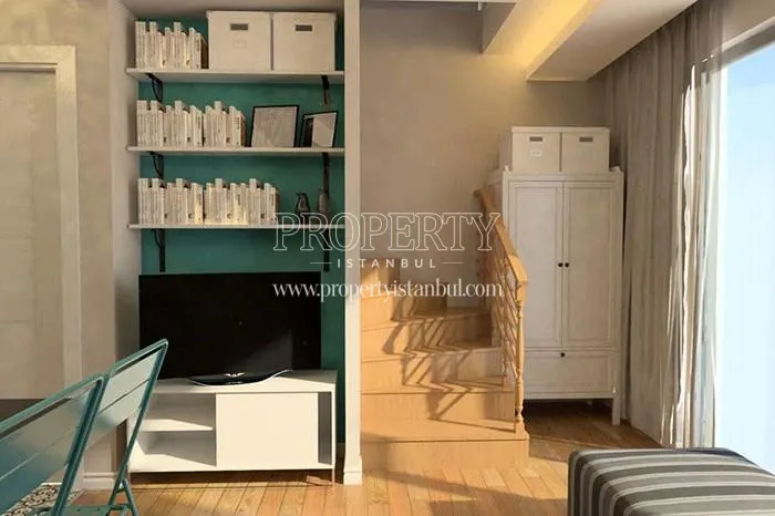 The stairs of the duplex unit in Double Flats
