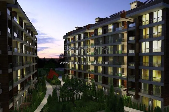 The landscape areas in the Dreamlife Konutlari Cekmekoy compound