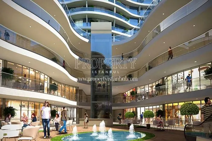 The small waterfall in the Dumankaya Horizon shopping center