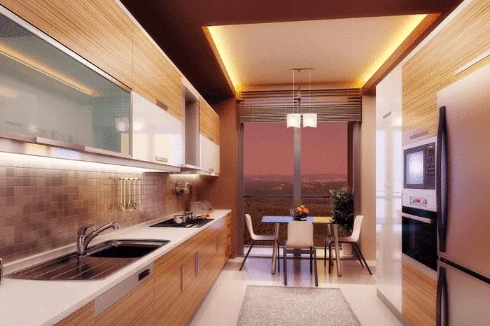 The kitchen with a forest view in Eclipse Maslak