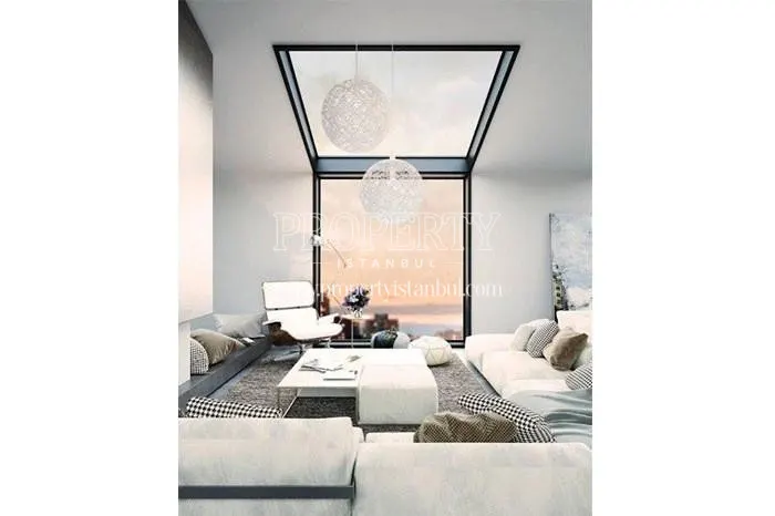 The living room with a glass ceiling in Elexia Levent