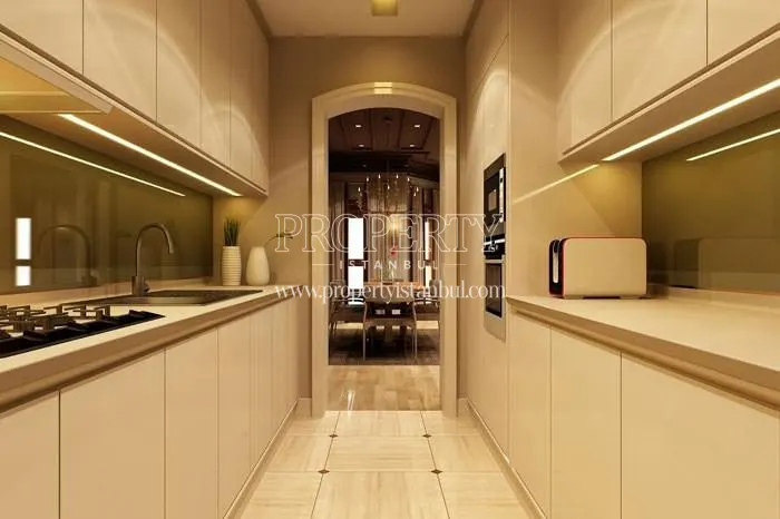 One of the kitchens in Elysium Apartments Ortakoy