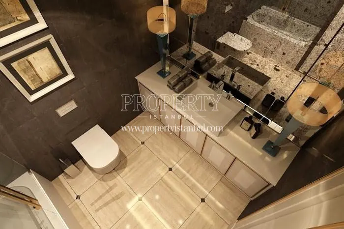 The panoramic view of one of the bathrooms in Elysium Apartments Ortakoy
