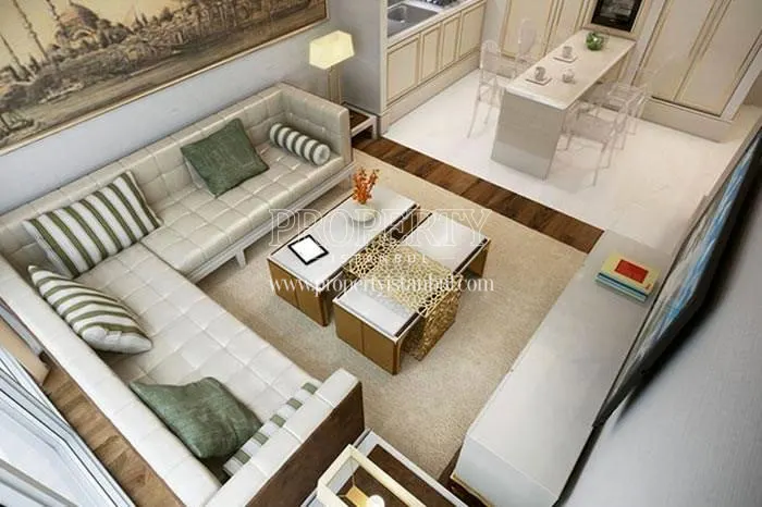 The panoramic view of the living room in Elysium Art Sisli