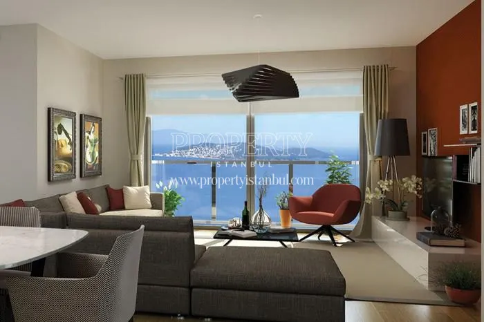 The living room with a sea view in Enn Adalar Maltepe