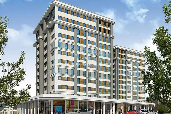 The shops under the residential buildings in Evila