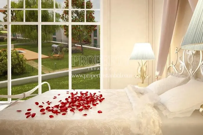 The master bedroom of the villa in Evviva Nirvana