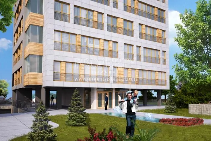 The garden in front of the F. Ayanoglu Residence building