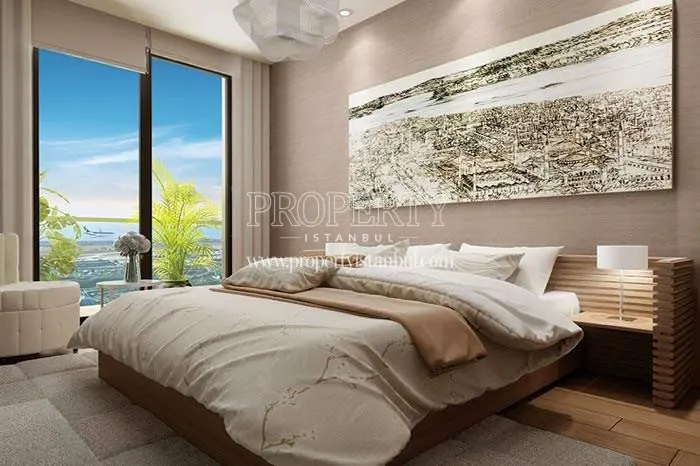 The master bedroom with a city view in Fortis Istanbul