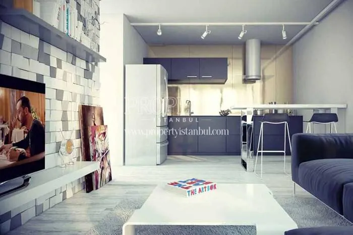 Blue designed living room in Fullada Maltepe