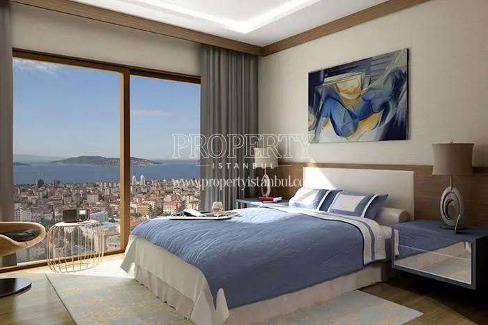 The master bedroom with the sea view in Gokdeniz Kartal
