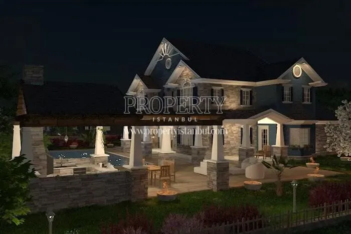 Triplex villa with its private garden and swimming pool in Gol Konaklari Karaagac