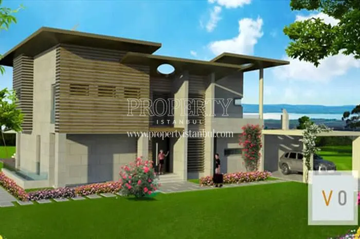 The villa with the parking lot in the Golmahal project
