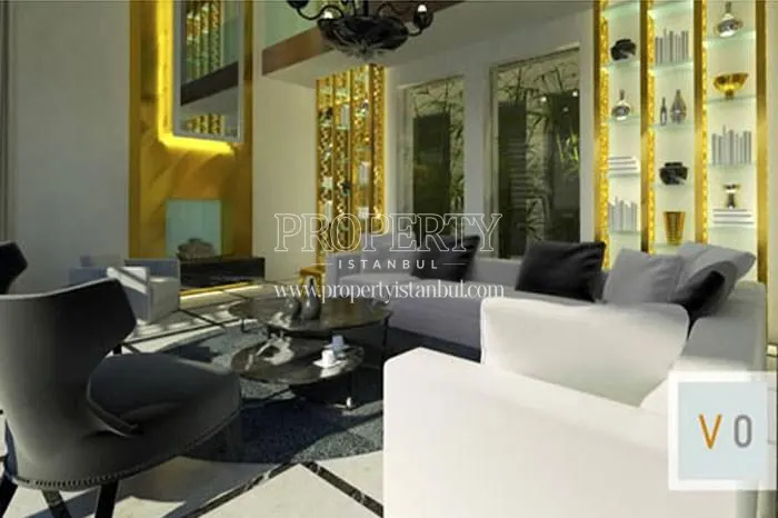 The living room of one of the villas in the Golmahal compound