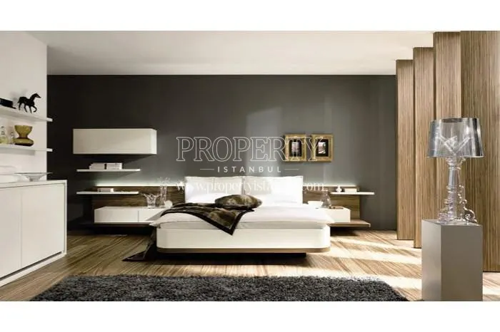 The bedroom with white furniture in Guzel Bahce Buyukcekmece