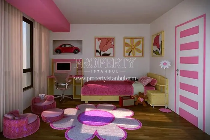 Pink bedroom for girls in Halic Panorama