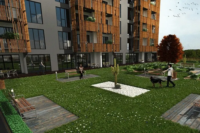 The garden of the Hol Park compound