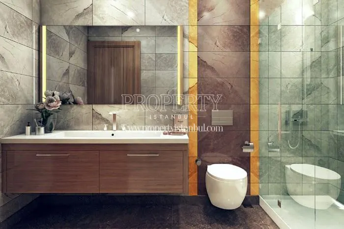 One of the bathrooms in Huzurlu Marmara Bostanci apartments