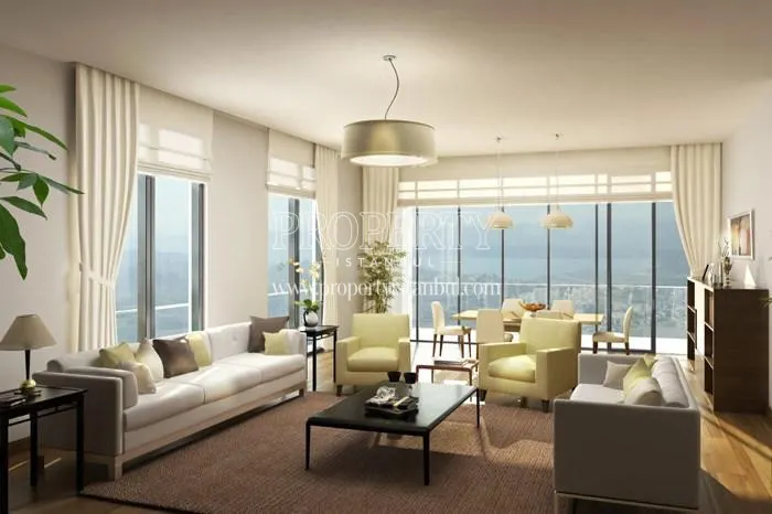 Spacious living room with the sea view in Huzzak Tower Elegance