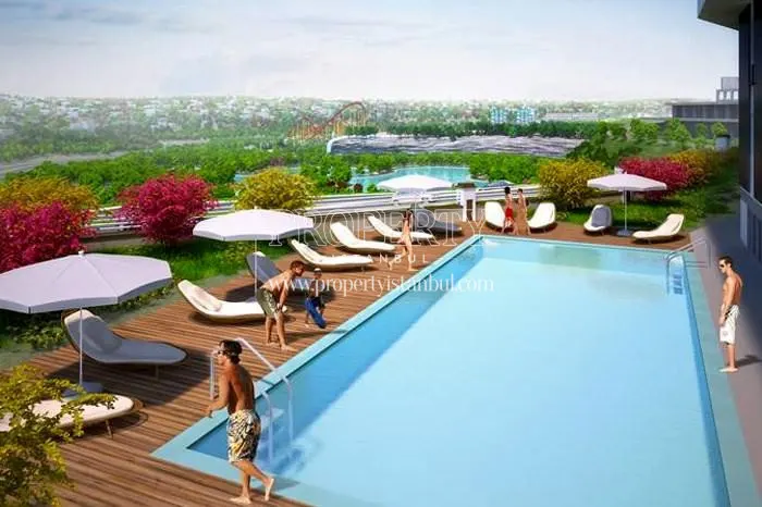 Ilke Park Evleri residents swimming in the compound pool