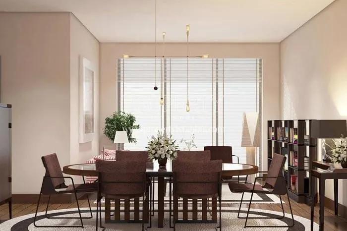 Round dining table in one of the apartments in Inistanbul Gala
