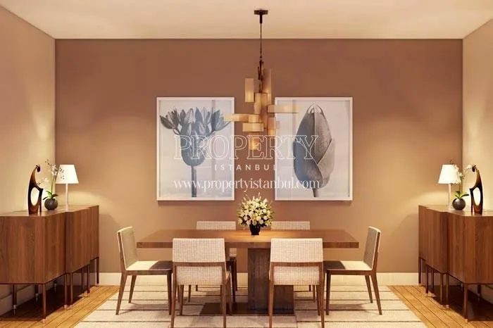 Wooden dining table and counters in the dining room in Inistanbul Lokal