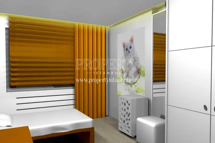 White and orange kid's bedroom in Istanbulensis