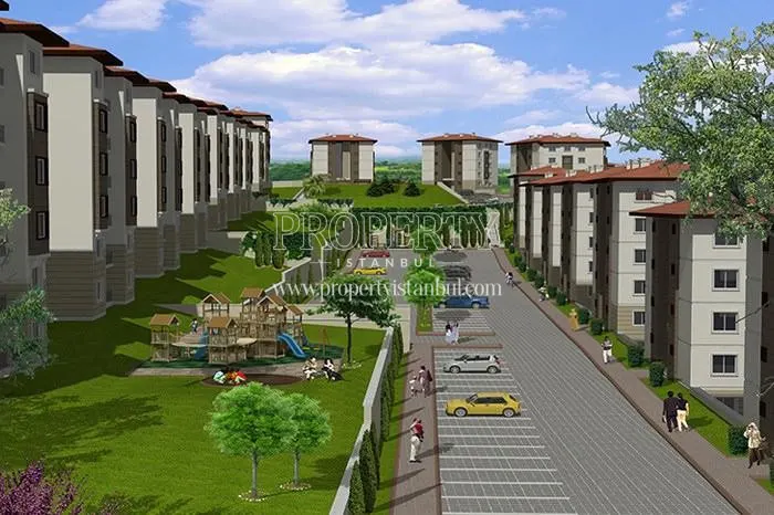 Parking lot and playground for children in KIPTAS Catalca Konutlari