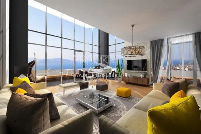 The sea view from the luxury living room in Kartal Wings