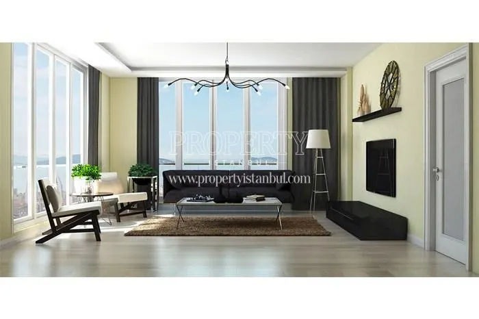 Black furnished living room in Kartallife Atalar