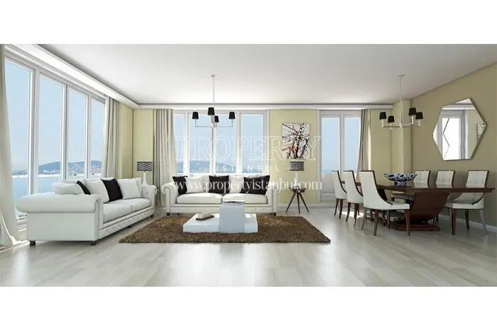 The living room decorated with white furniture in Kartallife Atalar