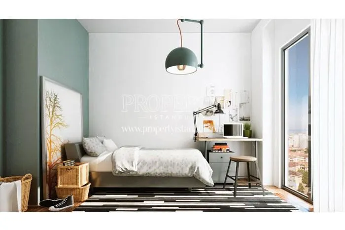 White and grey small bedroom in Kayim Rezidans