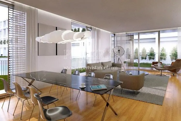 Spacious living room on the ground floor of the Kemerlife 23 building