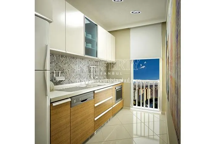Narrow long kitchen in Kent Kagithane