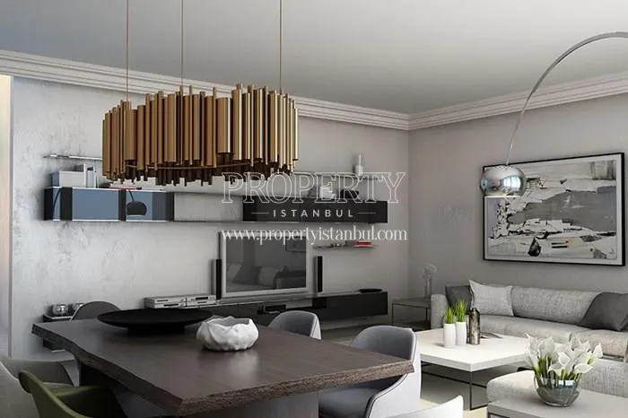 White and grey furnished living room in Kent Residence