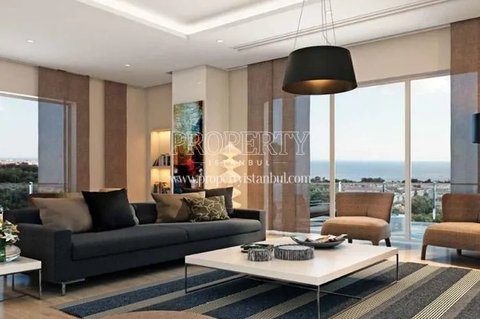 The living room with the sea view in Koru Florya