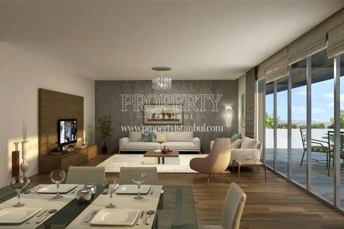 Spacious living room with a big balcony in Kurtkoy Paragon