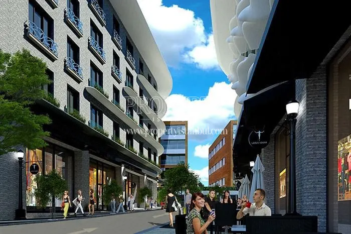 Open-air shopping center in the Larus Loft compound