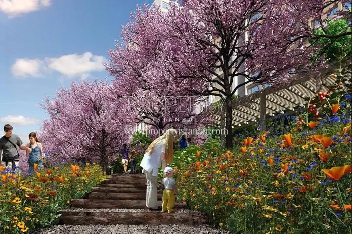 The colorful flowers in the Lokum Evler garden