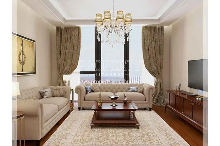 Small living room with a city view in Loza Evleri
