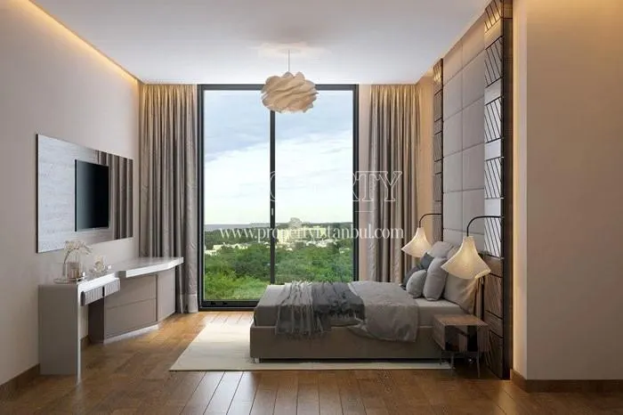 The master bedroom with a TV in Luxera Meydan