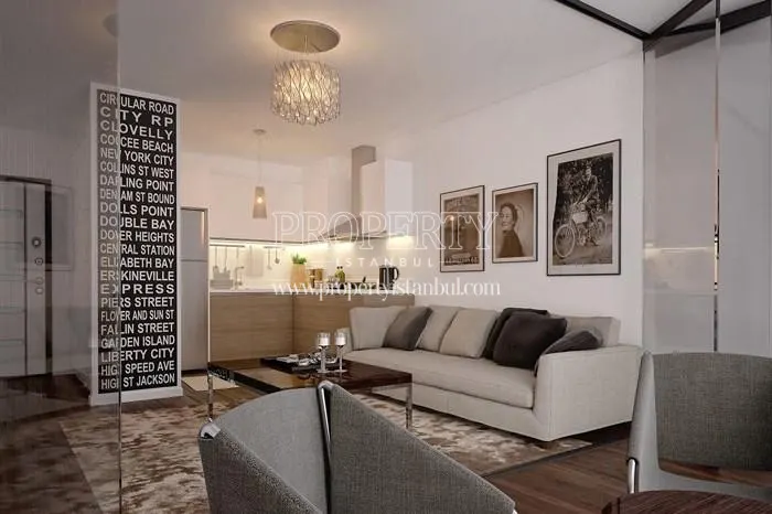 Small open kitchen and living room in Luxera Yenibosna