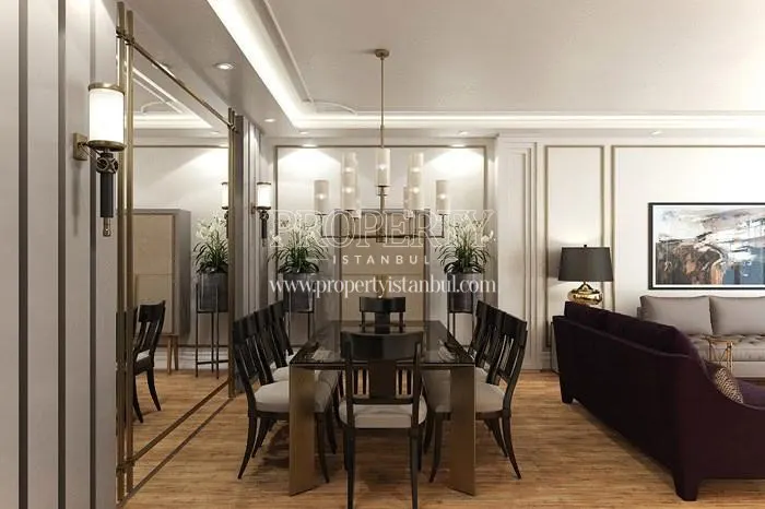 Glass dining table in the living room in MOD Bahcelievler