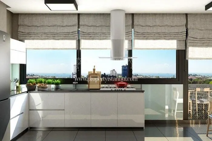 Small kitchen with a sea view in MaaNaa 19 Fenerbahce