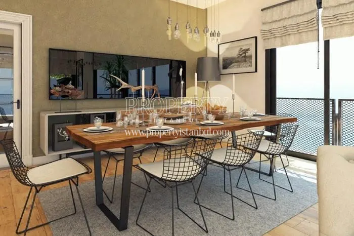 Rectangular dining table in the living room in MaaNaa 19 Fenerbahce