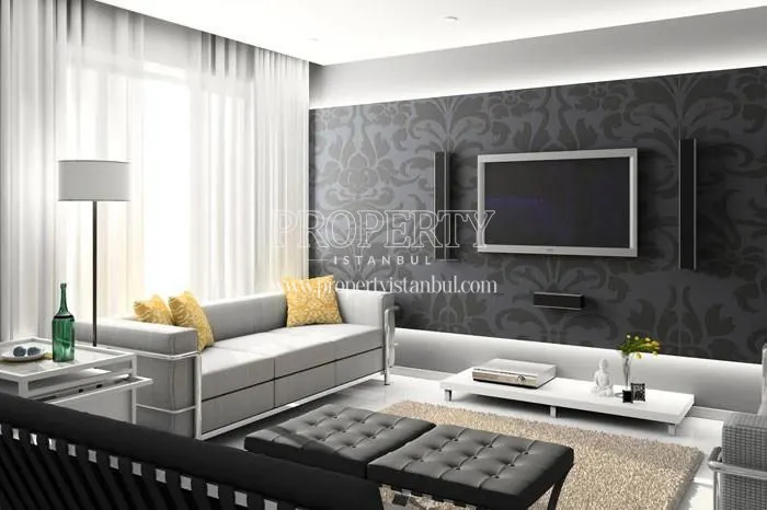 Black and grey designed living room in Mahmutbey Metro Konutlari