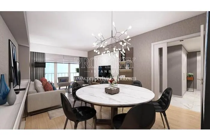 The living room of the sample apartment in Makyol Santral
