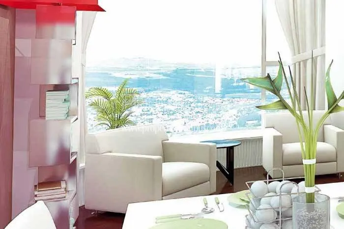 The living room with the city view in Mari Rezidans