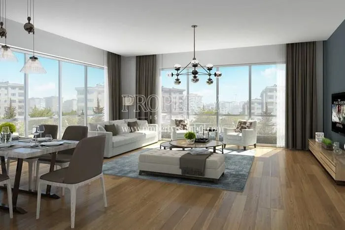 The spacious living room in one of the Merdivenkoy Butik 52 villas