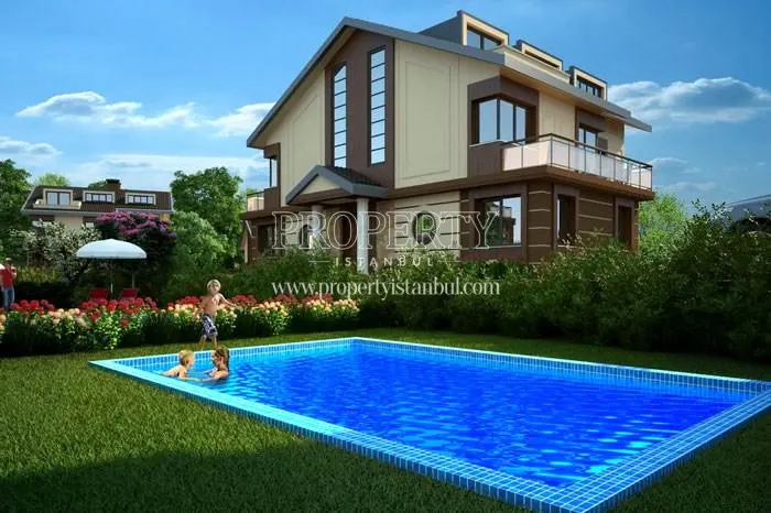 Children swimming in the pool in Merkez Zekeriyakoy homes